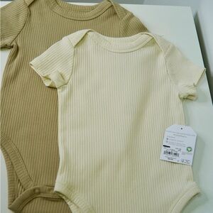 Stylish Cream and Tan Kids Bodysuit Set